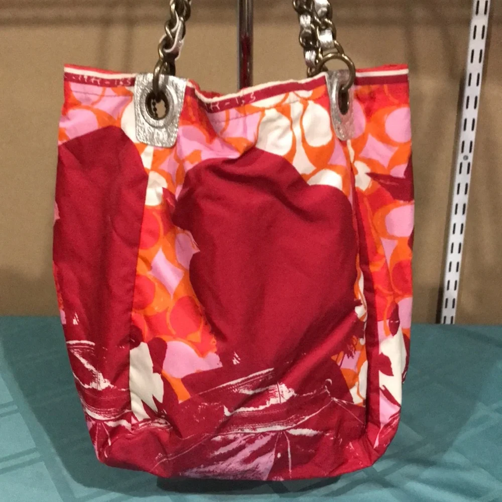 Coach Multicolor Pop Art Tote — Red, Pink, Orange, White